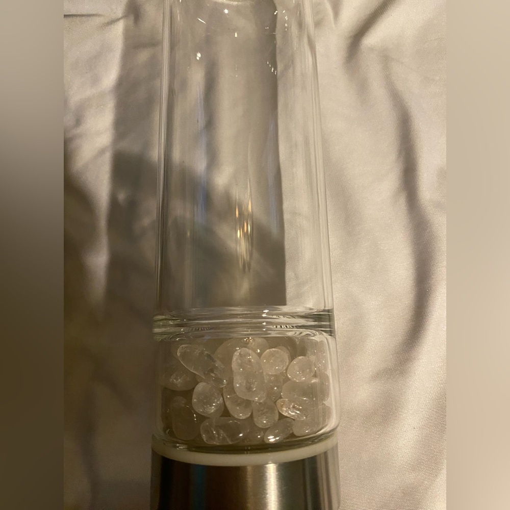 Glass Water Bottle With Clear Crystals That Are Removable ￼